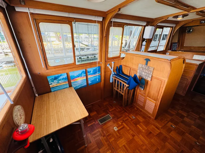 Slide: The Image of Interior of 1984 Fu Hwa Sea Horse 34 boat with wooden decor and nautical elements. - 25