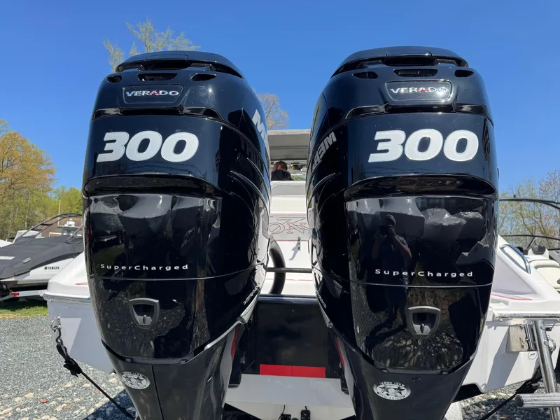 Slide: The Image of Twin 300 HP Verado engines on a 2008 Donzi 35ZX boat, supercharged for high performance. - 17