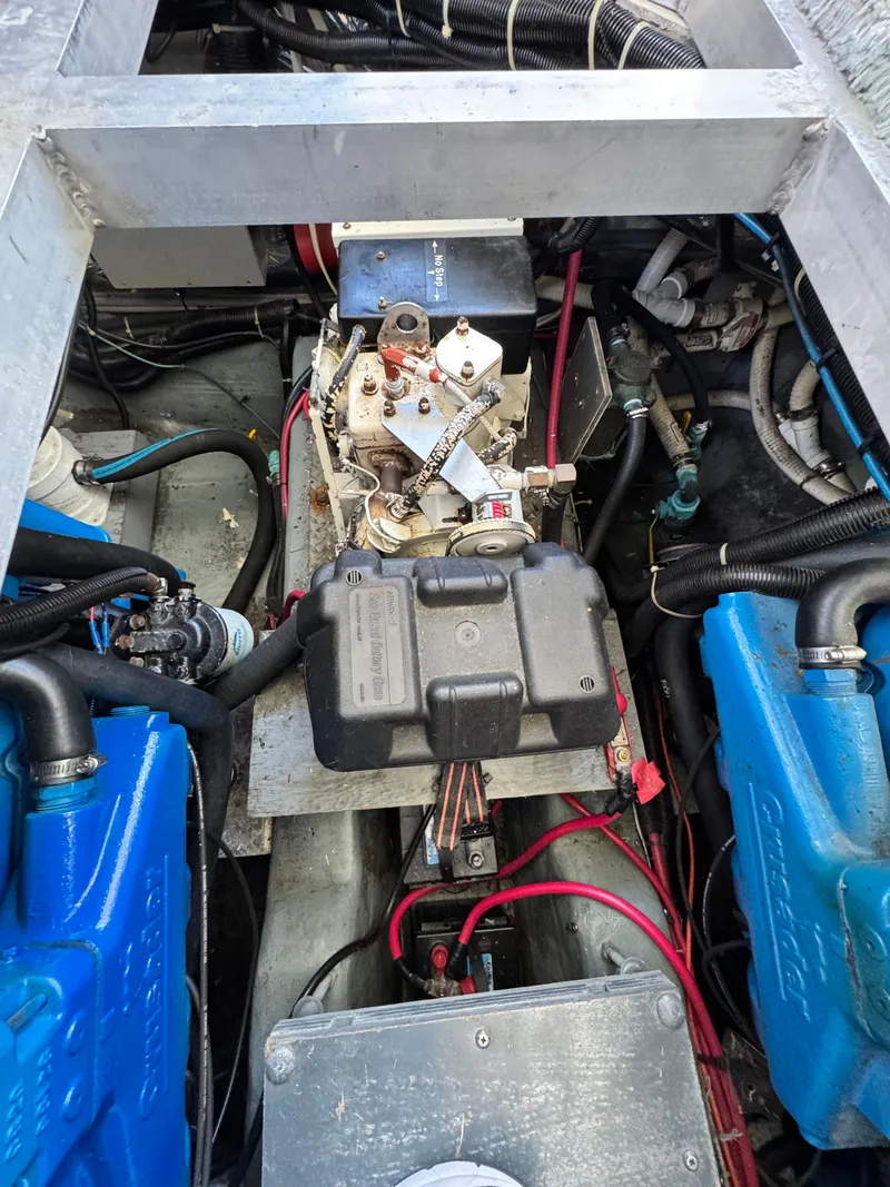 Slide: The Image of 1994 Carver 350 Aft Cabin docked at marina. - 43