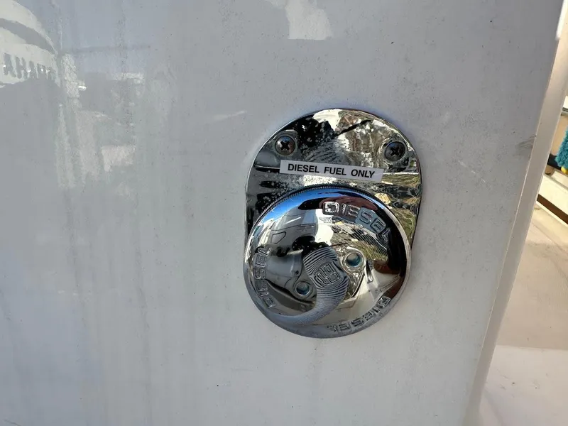Slide: The Image of Fuel cap labeled "Diesel Fuel Only" on 2022 Grady-White Express 330 boat. - 15