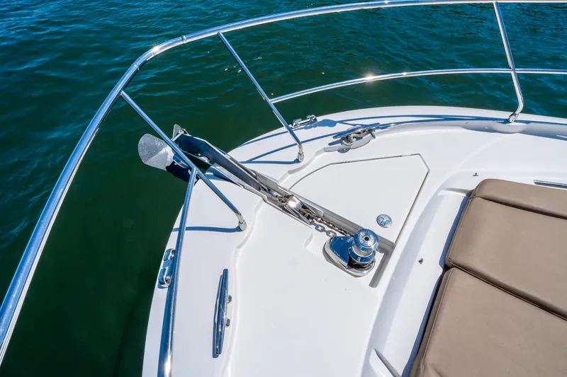 Slide: The Image of Bow of 2012 Prestige 500 Fly yacht with anchor and sunbathing area. - 17