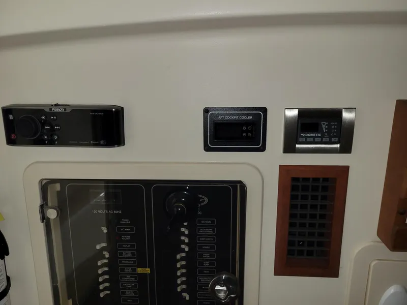 Slide: The Image of Control panel of 2019 Grady-White Canyon 336 boat with electronic displays. - 37