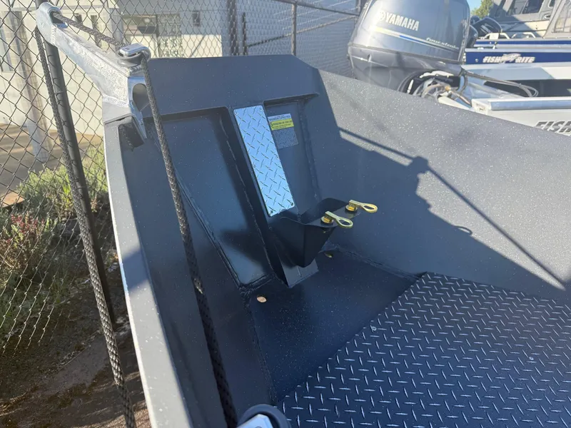 Slide: The Image of 2025 Custom Driftwood Boats Drifter 18.5 with diamond plate flooring and Yamaha motor. - 9