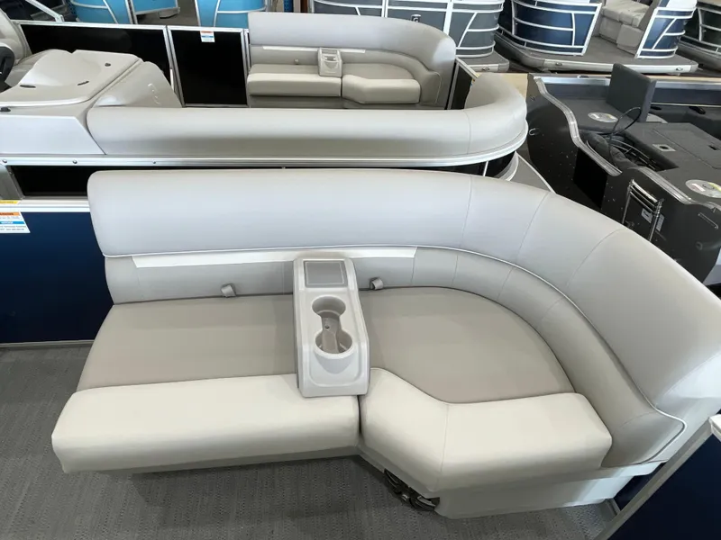 Slide: The Image of Luxurious seating on 2025 Godfrey EX2086SBX pontoon boat with cup holders. - 4