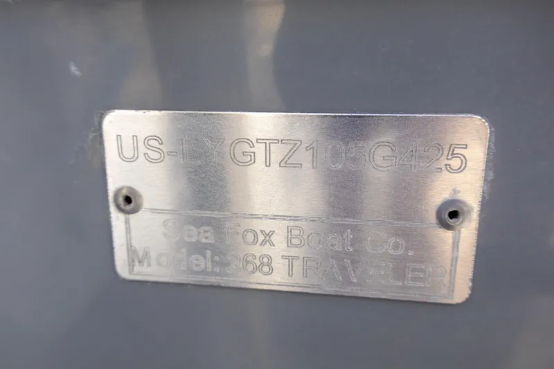 Slide: The Image of 2025 Sea Fox 268 Traveler identification plate with serial number. - 40