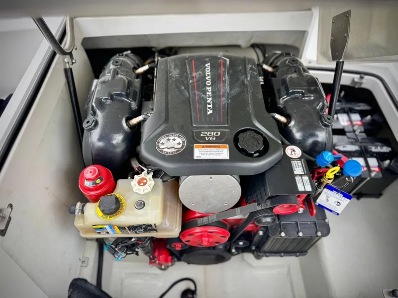 Slide: The Image of Engine compartment of a 2020 Cobalt 220S with Volvo Penta 280 V6 engine. - 21