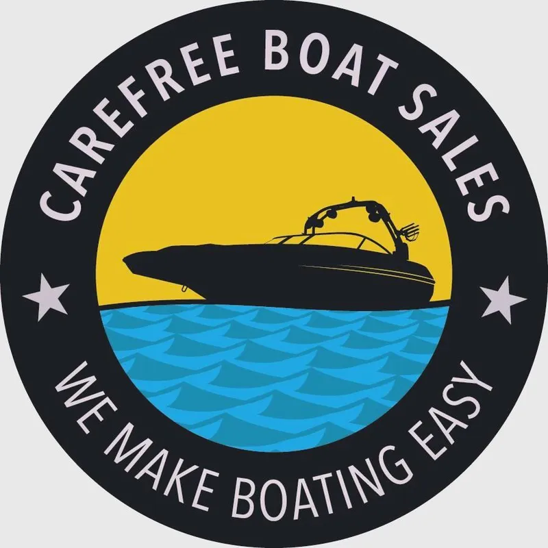 Slide: The Image of Carefree Boat Sales logo featuring a boat silhouette on water, promoting easy boating. - 24