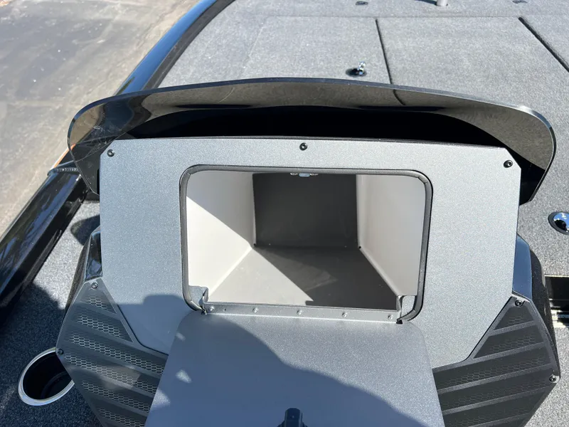 Slide: The Image of 2025 Vexus AVX1985S boat storage compartment with open lid, showcasing interior space. - 14