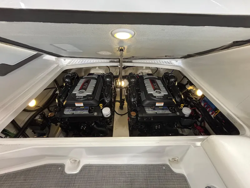 Slide: The Image of Engine compartment of a 2018 Formula 290 Bowrider boat, featuring a 6.2L Mercury engine. - 36
