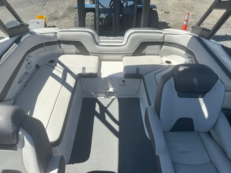 Slide: The Image of 2019 Yamaha AR240 boat interior with spacious seating and modern design. - 14