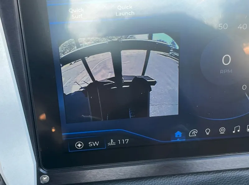 Slide: The Image of Dashboard display of 2025 Centurion Ri 265 with rearview camera and controls. - 43