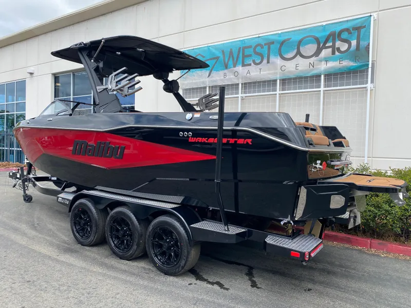 Slide: The Image of 2025 Malibu Wakesetter 25 LSV boat on trailer at West Coast Boat Center. - 3