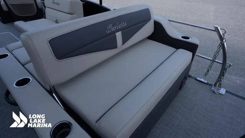 Slide: The Image of 2022 Barletta 24UE boat seating with cup holders at Long Lake Marina. - 11