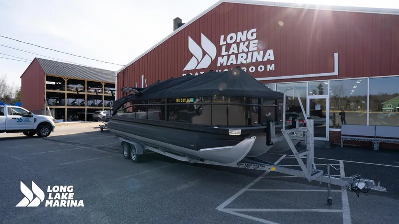 Slide: The Image of 2022 Barletta 24UE pontoon boat at Long Lake Marina showroom. - 4
