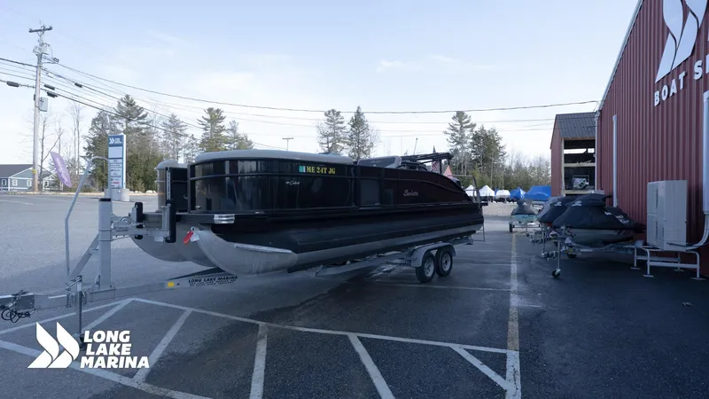 Slide: The Image of 2022 Barletta 24UE pontoon boat on trailer at Long Lake Marina. - 6
