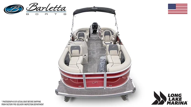 Slide: The Image of 2024 Barletta A20QC pontoon boat with spacious seating, showcased at Long Lake Marina. - 6