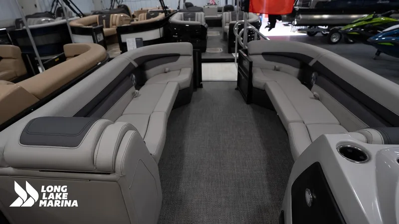 Slide: The Image of 2025 Barletta C24M pontoon boat interior at Long Lake Marina showroom. - 9