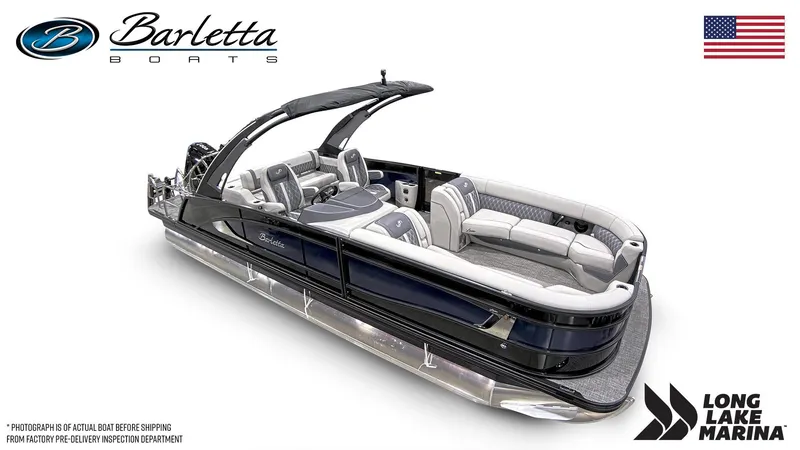Slide: The Image of 2024 Barletta L25UCA pontoon boat with luxurious seating, showcased by Long Lake Marina. - 5