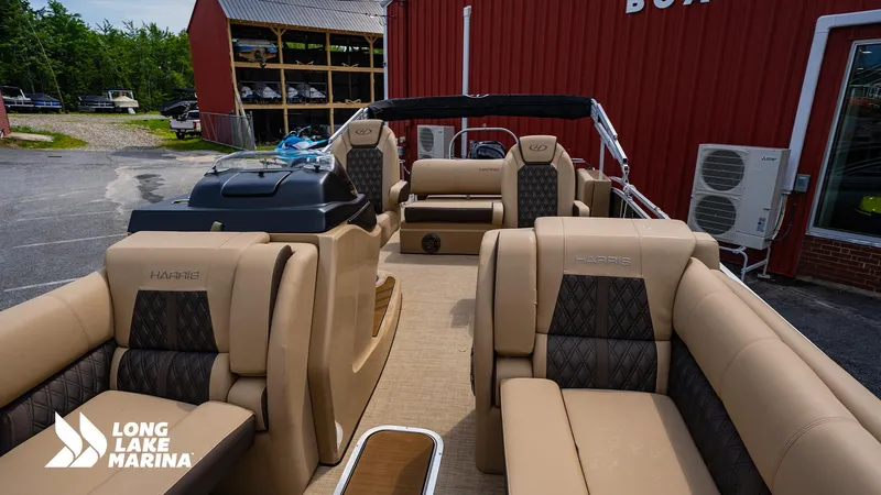 Slide: The Image of 2022 Harris Solstice pontoon boat with luxurious seating at Long Lake Marina. - 5