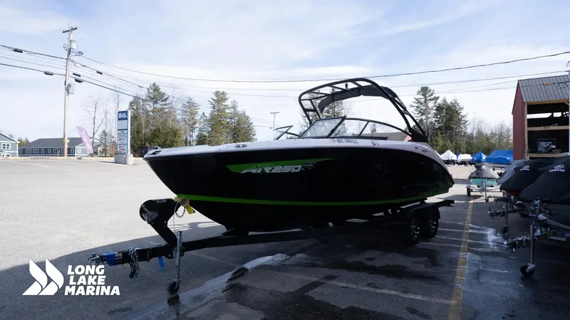 Slide: The Image of 2021 Yamaha Boats AR250 at Long Lake Marina, parked on a trailer outdoors. - 5