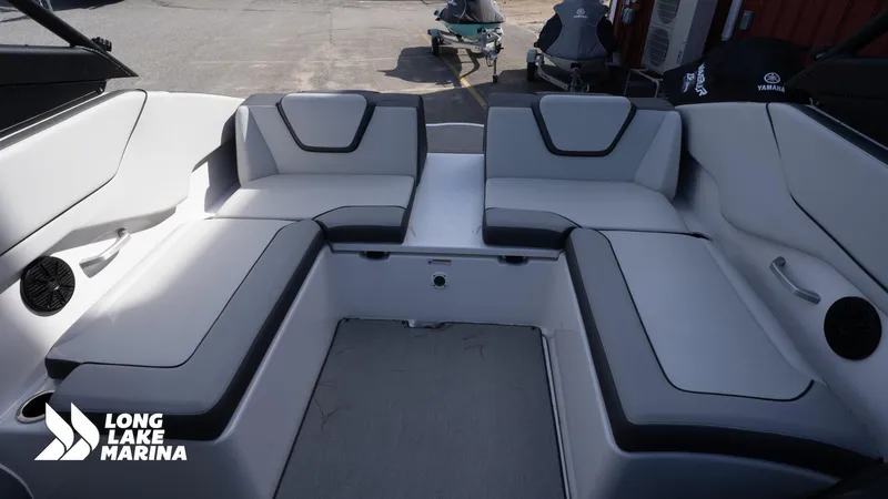 Slide: The Image of 2021 Yamaha AR250 boat interior with spacious seating at Long Lake Marina. - 8