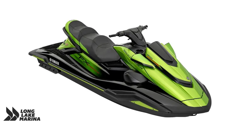 Slide: The Image of 2024 Yamaha FX Cruiser SVHO w/ Audio, green and black, at Long Lake Marina. - 1