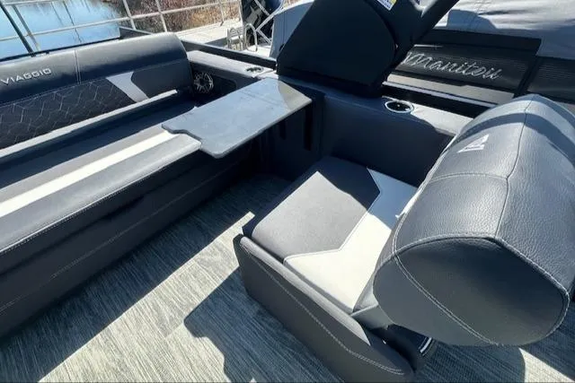 Slide: The Image of Luxurious 2025 Viaggio Diamante S boat interior with sleek seating and modern design. - 34