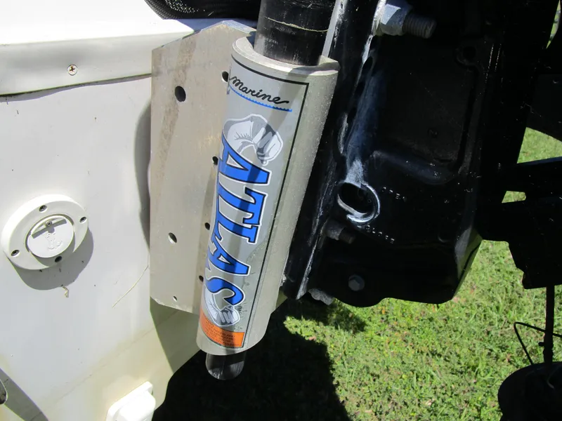 Slide: The Image of 2020 Carolina Skiff 19 LS boat with Atlas Marine jack plate detail. - 4