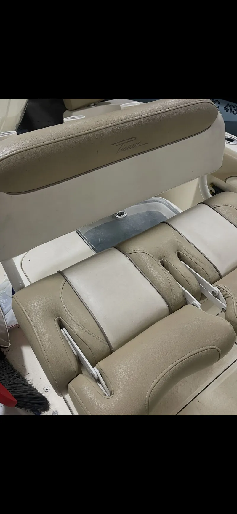 Slide: The Image of Rear seat of a 2019 Pioneer 202 Sportfish boat. - 11