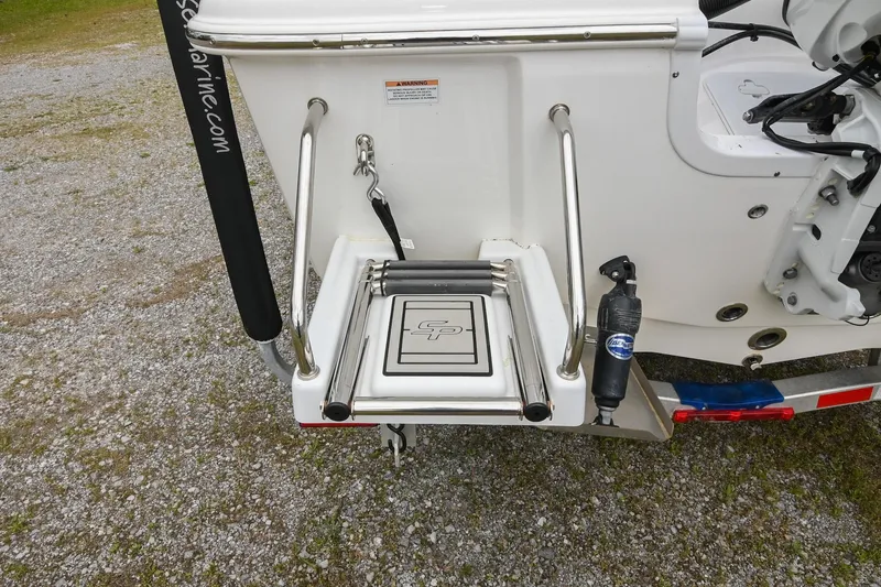 Slide: The Image of 2021 Sea Pro 208 Bay boat with rear swim platform and ladder. - 10