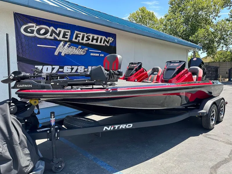 Slide: The Image of 2025 Nitro Z19 Pro fishing boat at Gone Fishin' Marine dealership. - 2
