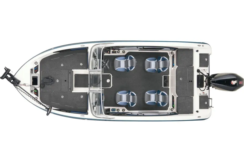 Slide: The Image of 2025 Ranger 2050MS boat seats with vibrant orange and gray design, surrounded by autumn foliage. - 8