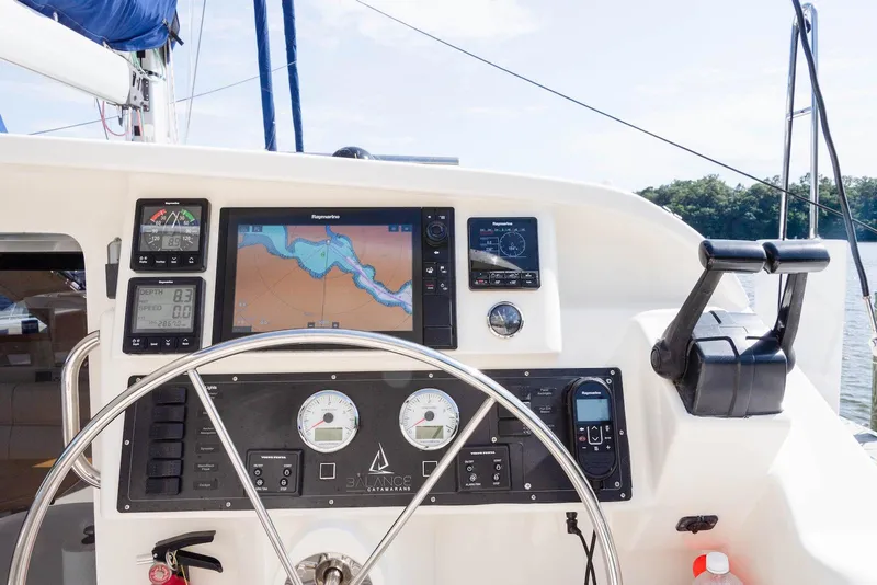 Slide: The Image of Sailboat cockpit with navigation instruments, Balance 451 model, 2017. - 16