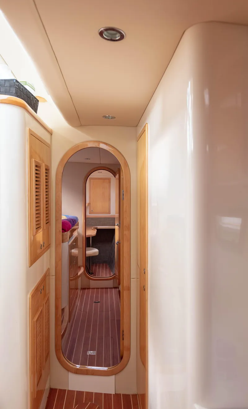 Slide: The Image of Interior hallway of 2017 Balance 451 yacht with wooden accents and modern design. - 21