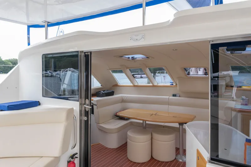 Slide: The Image of Luxurious interior of 2017 Balance 451 yacht with seating and table. - 32