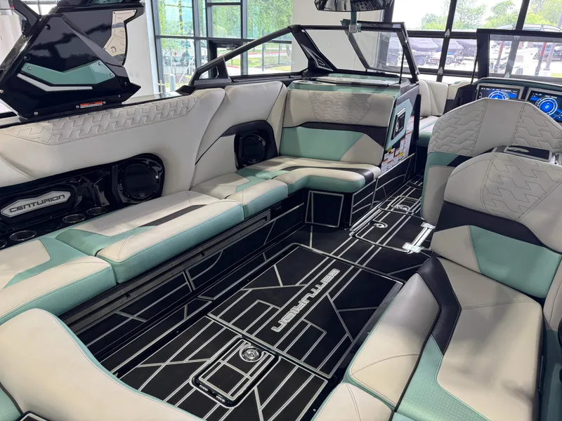 Slide: The Image of Luxurious interior of 2024 Centurion RI 245 boat with modern seating and sleek design. - 14
