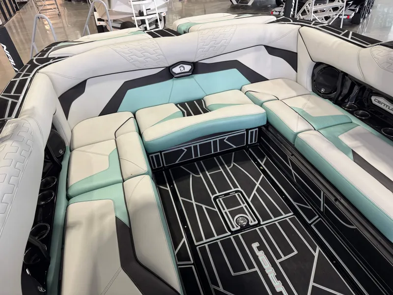 Slide: The Image of 2024 Centurion RI 245 boat interior with stylish seating and modern design. - 16