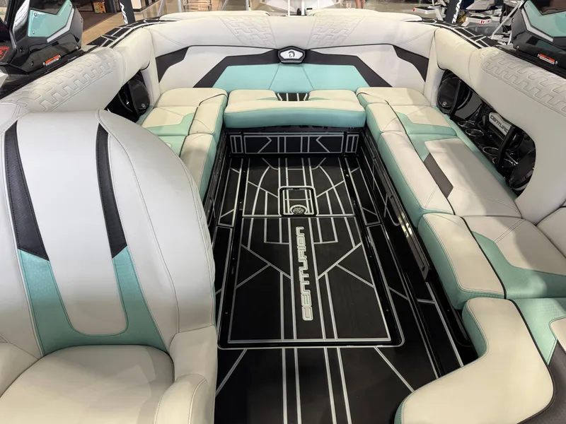 Slide: The Image of 2024 Centurion RI 245 boat interior with stylish seating and modern design. - 22