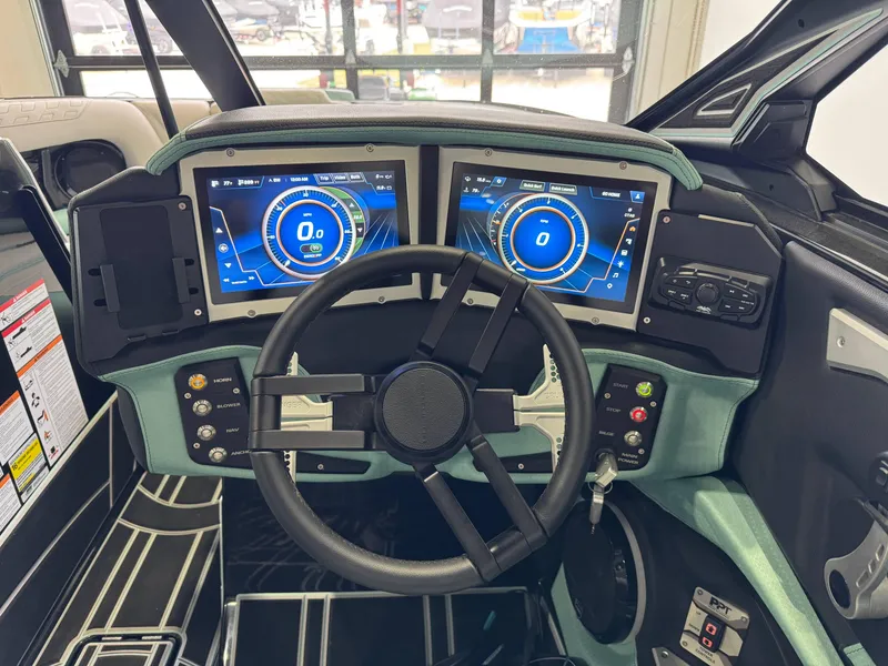 Slide: The Image of 2024 Centurion RI 245 dashboard with dual digital displays and modern steering wheel. - 26