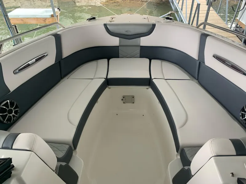 Slide: The Image of 2019 Chaparral 277 SSX boat interior with spacious seating and modern design. - 5
