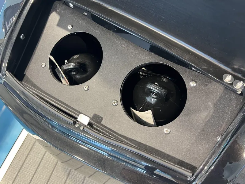 Slide: The Image of 2024 Veranda V One 25 boat speakers in a black enclosure. - 15