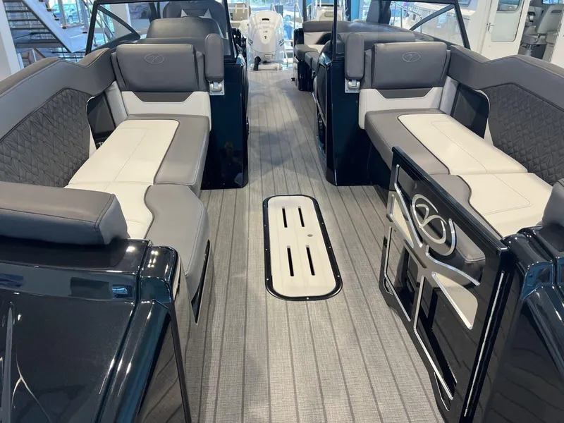 Slide: The Image of 2024 Veranda V One 25 boat interior with luxurious seating and modern design. - 7