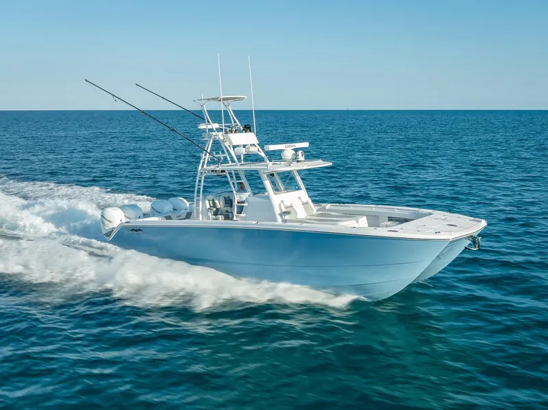 The Image of 2023 Invincible 37 Catamaran cruising on open ocean waters. - 0