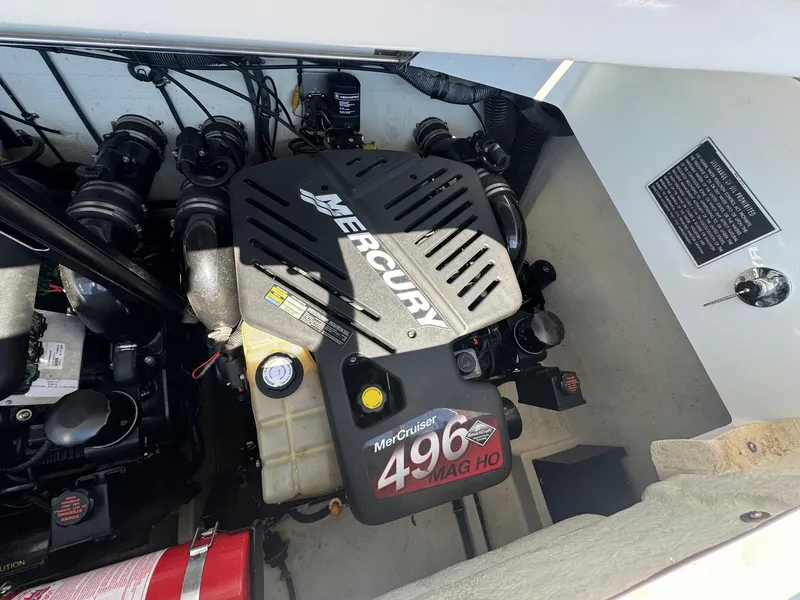 Slide: The Image of Engine compartment of a 2002 Baja .38 Special with a Mercury 496 MAG HO engine. - 14