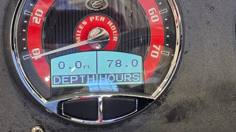 Slide: The Image of Speedometer of 2020 Cobalt CS22 boat showing 0 mph and 78 hours. - 26