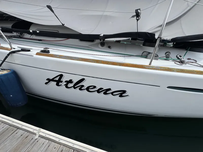 Slide: The Image of Beneteau First 44.7 sailboat named Athena docked, 2005 model. - 37