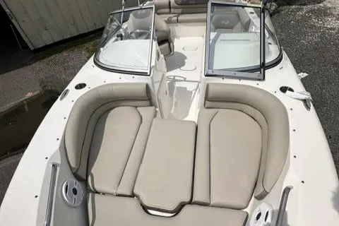 Slide: The Image of 2024 Key West 203 DFS boat with spacious seating and open deck design. - 6