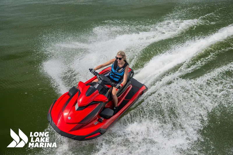 Slide: The Image of 2025 Yamaha VX Deluxe w/ Audio jet ski on water at Long Lake Marina. - 3
