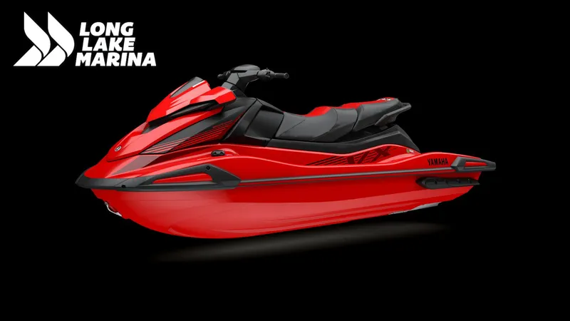 Slide: The Image of 2025 Yamaha VX Deluxe w/ Audio, red jet ski, displayed at Long Lake Marina. - 5
