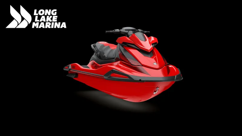 Slide: The Image of 2025 Yamaha VX Deluxe w/ Audio, red jet ski, displayed at Long Lake Marina. - 7
